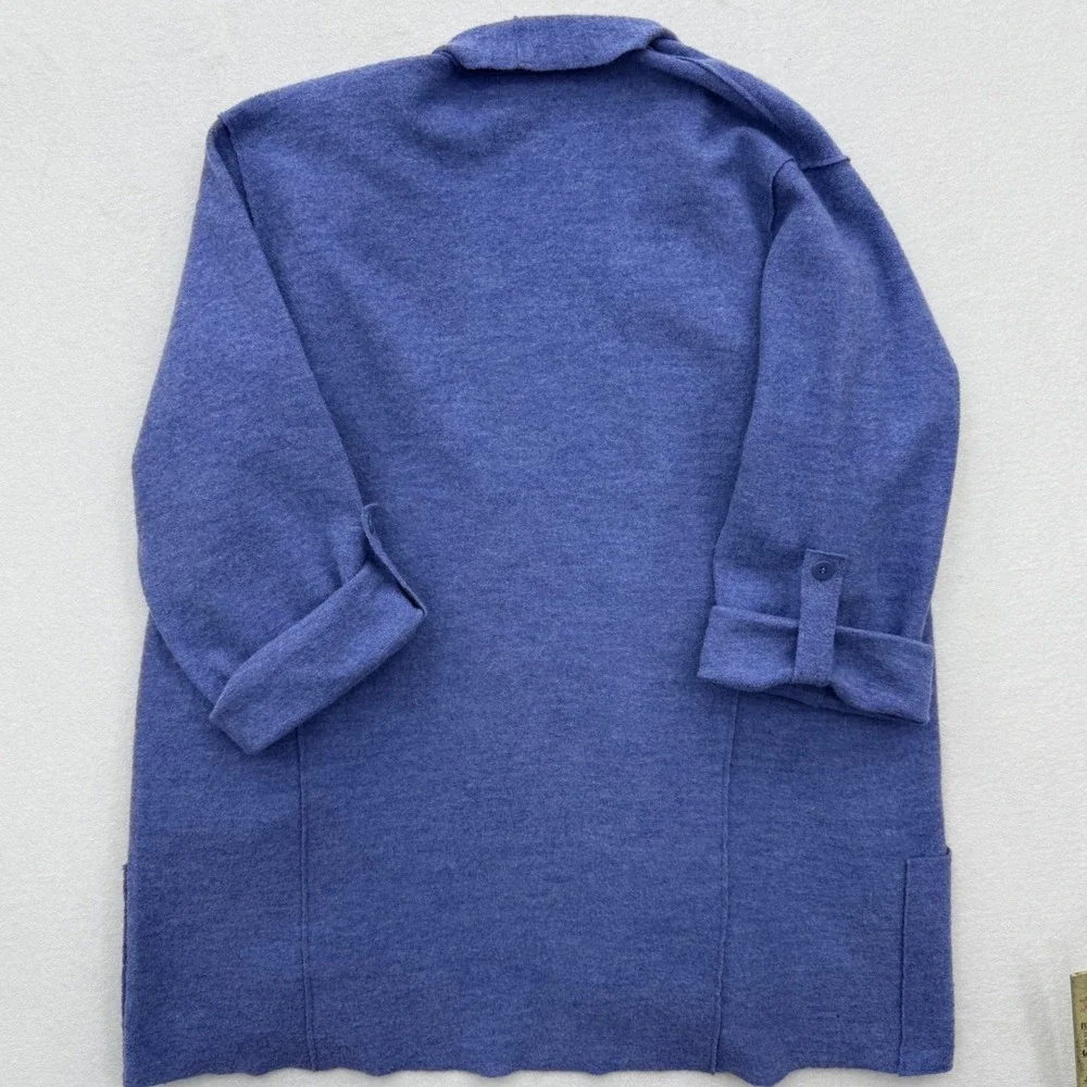 Eileen Fisher Women's S Small Merino Wool Open Front Cardigan Sweater Knit Blue‎